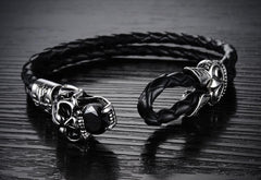 Genuine Leather Skull Bracelet